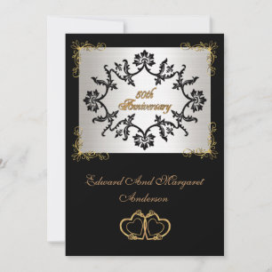 Invitation de fête d'anniversaire 50 ans noir et b