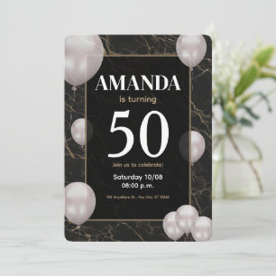Invitation de fête d'anniversaire 50 ans or et noi