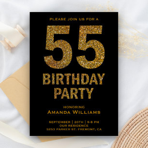 Invitation de fête d'anniversaire 55 ans avec pail