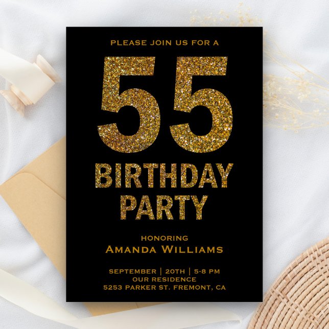 Invitation de fête d'anniversaire 55 ans avec pail (Créateur téléchargé)