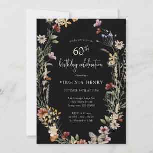 Invitation de fête d'anniversaire 60 ans à motif f