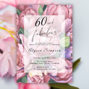 Invitation de fête d'anniversaire 60 ans Floral Vi