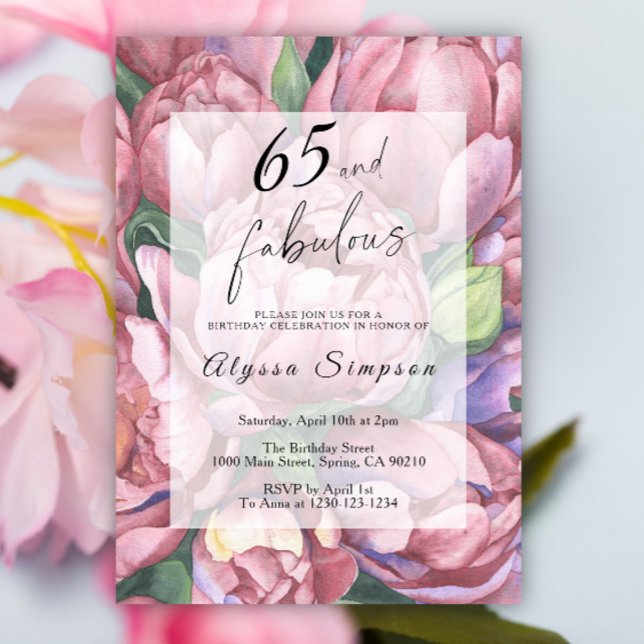 Invitation de fête d'anniversaire 65 ans Vintage F (Créateur téléchargé)