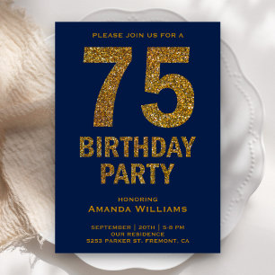 Invitation de fête d'anniversaire 75 ans avec pail