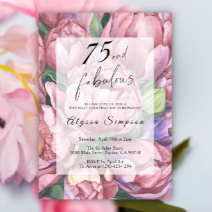 Invitation de fête d'anniversaire 75 ans Floral Vi