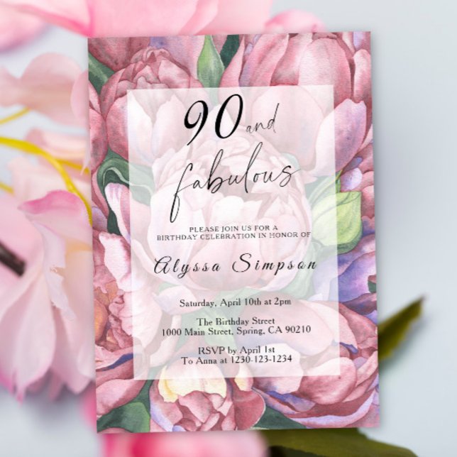 Invitation de fête d'anniversaire 90 ans Vintage F (Créateur téléchargé)