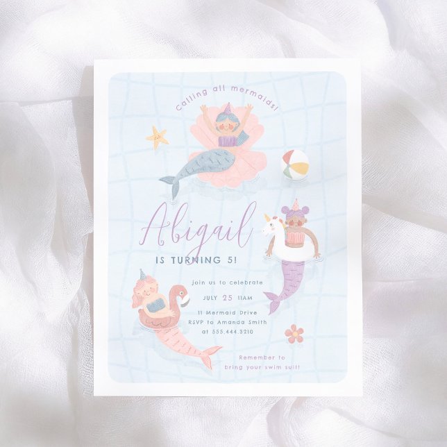 Invitation de fête d'anniversaire à budget Piscine (Créateur téléchargé)