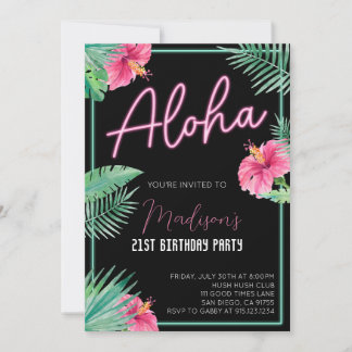 Invitation de fête d'anniversaire à fleurs noires