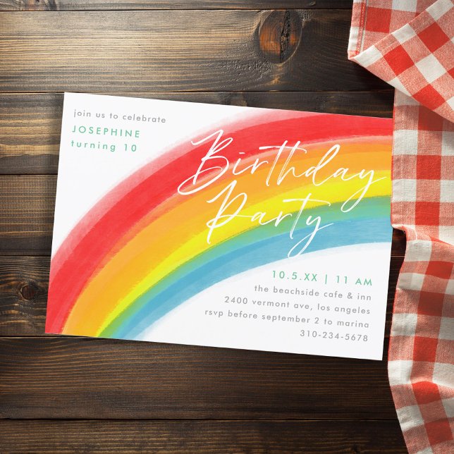 Invitation de fête d'anniversaire à l'arc-en-ciel  (Créateur téléchargé)