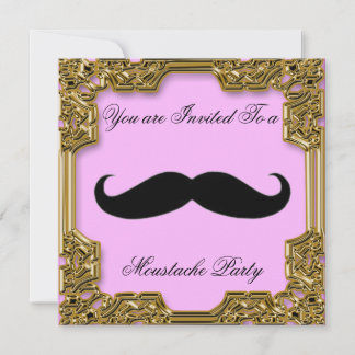 Invitation de fête d'anniversaire à moustache rose