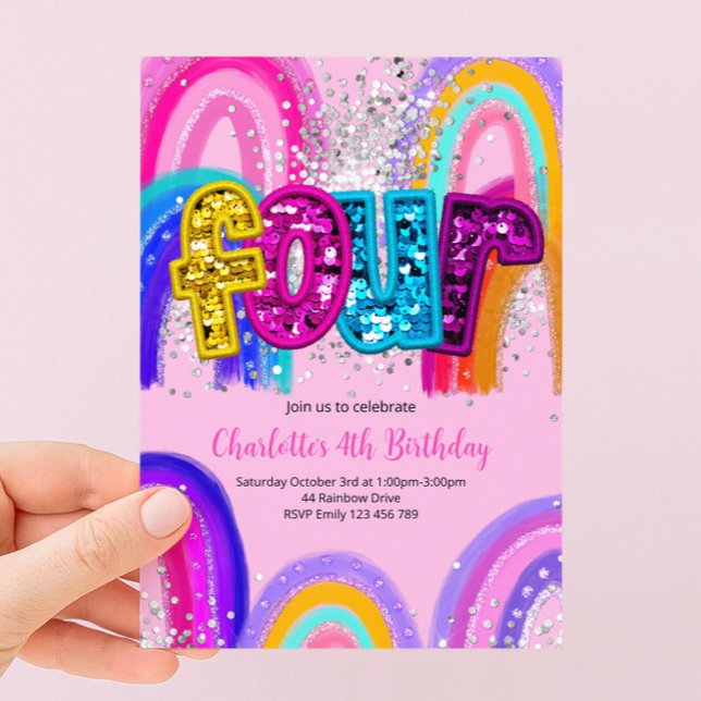 Invitation de fête d'anniversaire à paillettes arc (Créateur téléchargé)