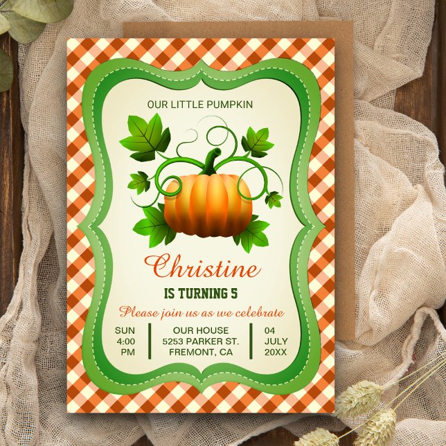 Invitation de fête d'anniversaire à thème Citrouil (Créateur téléchargé)