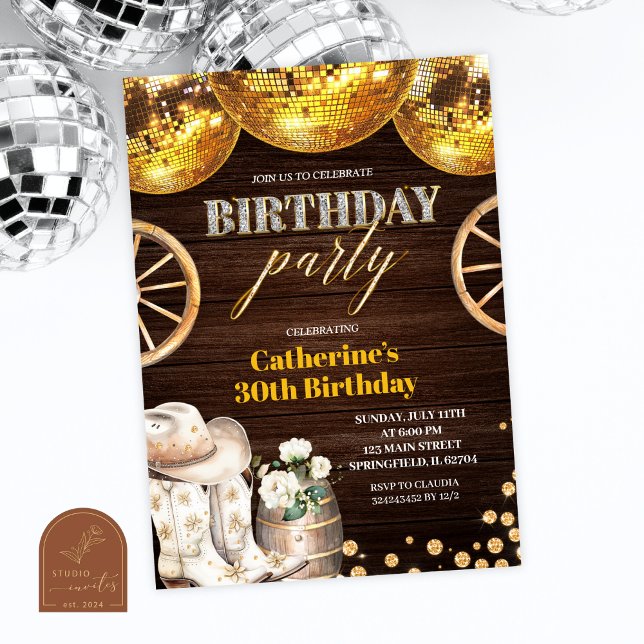 Invitation de fête d'anniversaire adulte Western D (Créateur téléchargé)