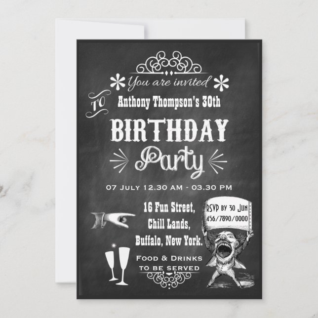 Invitation de fête d'anniversaire amusante sur tab (Devant)