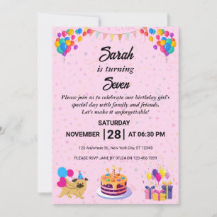 Invitation de fête d'anniversaire animé et festif