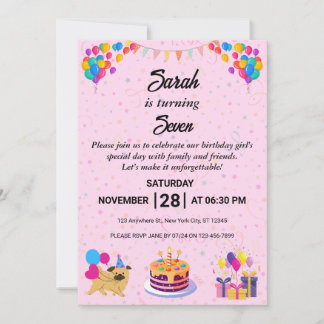 Invitation de fête d'anniversaire animé et festif
