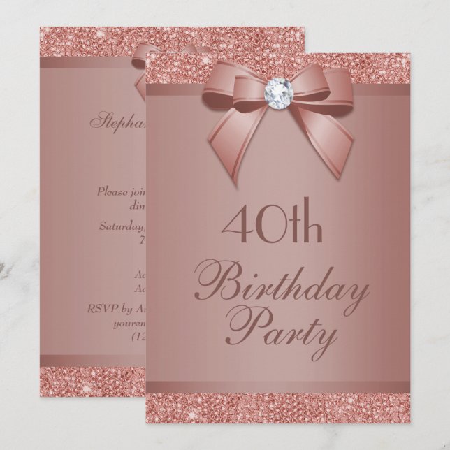 Invitation de fête d'anniversaire Arc-en-ciel Rose (Devant / Derrière)