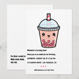Invitation de fête d'anniversaire au Bubble Tea Ka