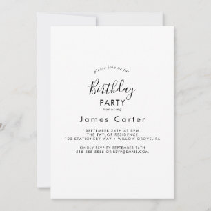 Invitation de fête d'anniversaire au script modern