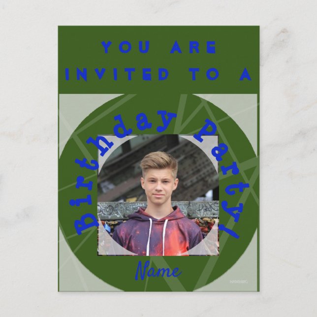 Invitation de fête d'anniversaire avec carte posta (Devant)