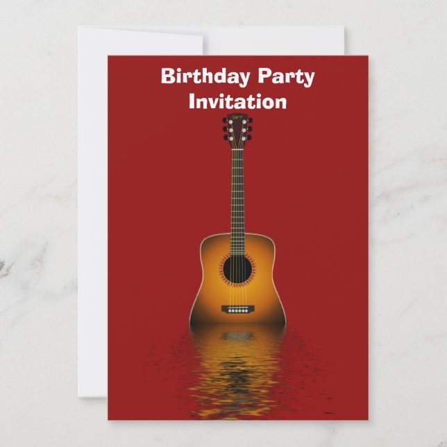 Invitation de fête d'anniversaire avec la guitare (Devant)