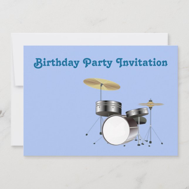 Invitation de fête d'anniversaire avec le batteur (Devant)