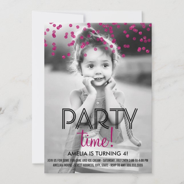 Invitation de fête d'anniversaire avec photo et co (Devant)