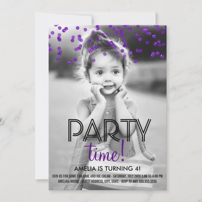Invitation de fête d'anniversaire avec photo et co (Devant)