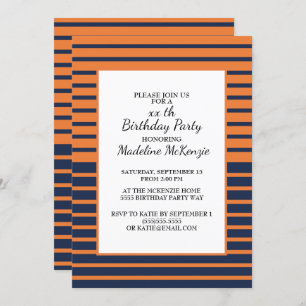 Invitation de fête d'anniversaire bleu orange