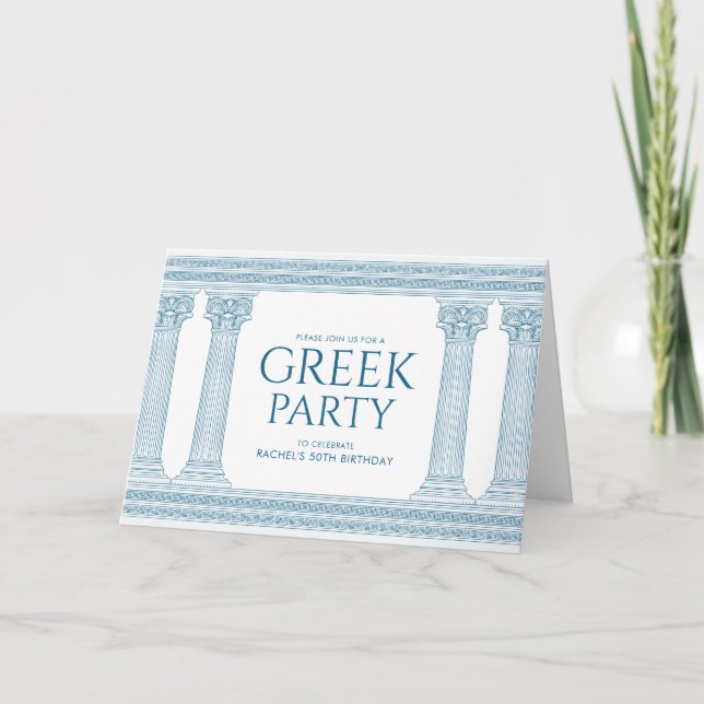 Invitation de fête d'anniversaire bleue avec colon (Devant)