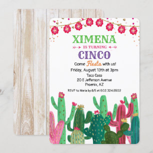Invitation de fête d'anniversaire Cactus pour tout