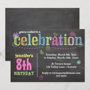 Invitation de fête d'anniversaire - Chalk + Neon
