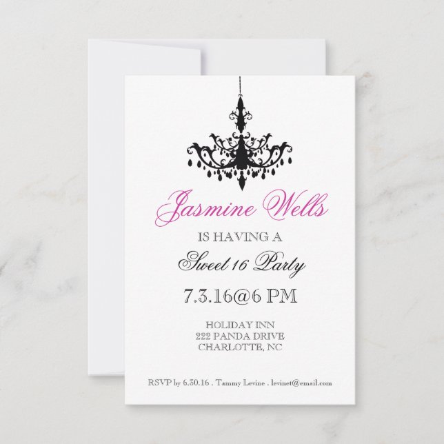 Invitation de fête d'anniversaire| Chandelier|whp (Devant)