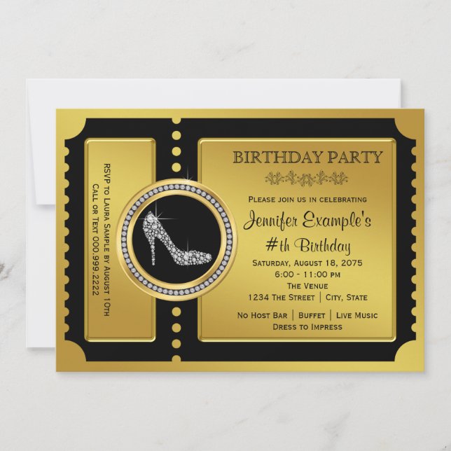 Invitation de fête d'anniversaire chaussure à talo (Devant)