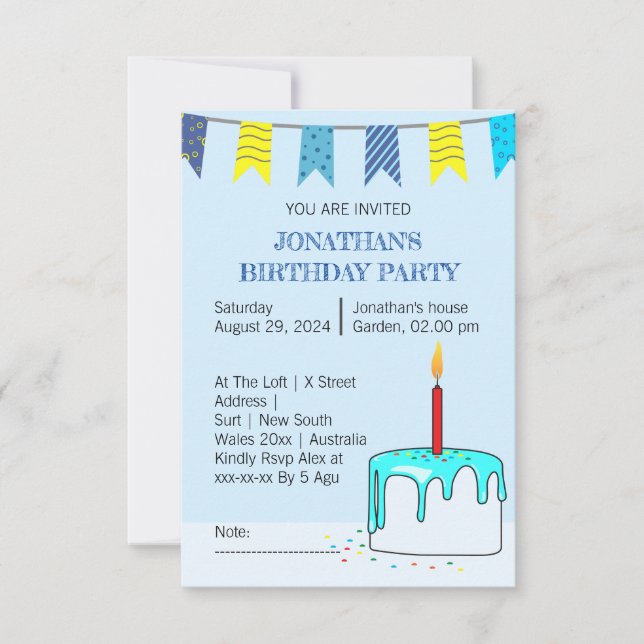 Invitation de fête d'anniversaire colorée pour les (Devant)