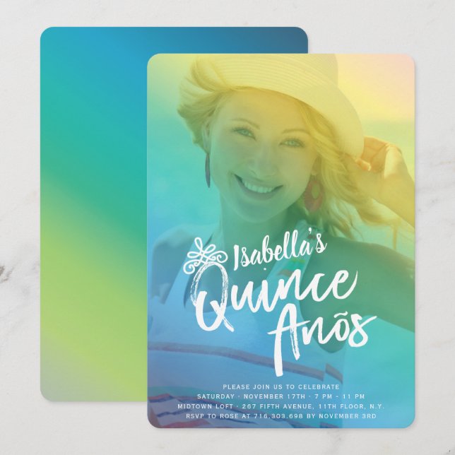 Invitation de fête d'anniversaire colorée pour Qui (Devant / Derrière)