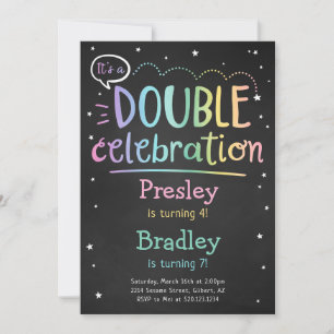 Invitation de fête d'anniversaire conjointe double