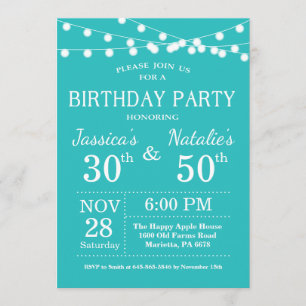 Invitation de fête d'anniversaire conjointe pour a
