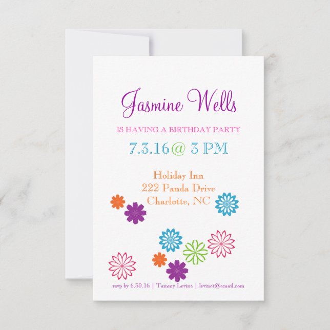 Invitation de fête d'anniversaire| Couleurs de Fun (Devant)