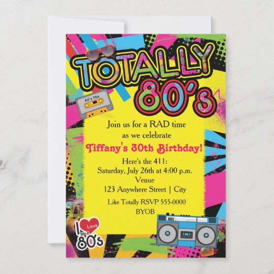 Invitation De Fete D Anniversaire D Annees 80 Des Zazzle Fr