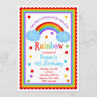 Invitation de fête d'anniversaire d'arc-en-ciel