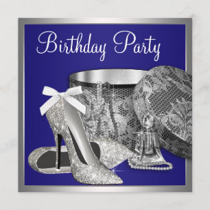 Invitation de fête d'anniversaire d'argent du bleu
