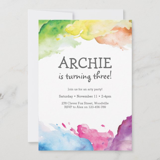 Invitation de fête d'anniversaire d'art (Devant)