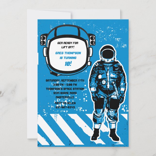 Invitation de fête d'anniversaire d'astronaute (Devant)