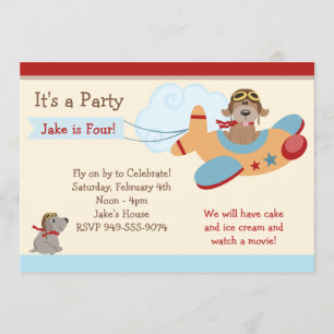 Invitation de fête d'anniversaire d'avion