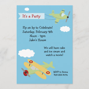 Invitation de fête d'anniversaire d'avion