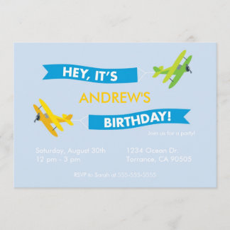 Invitation de fête d'anniversaire d'avion
