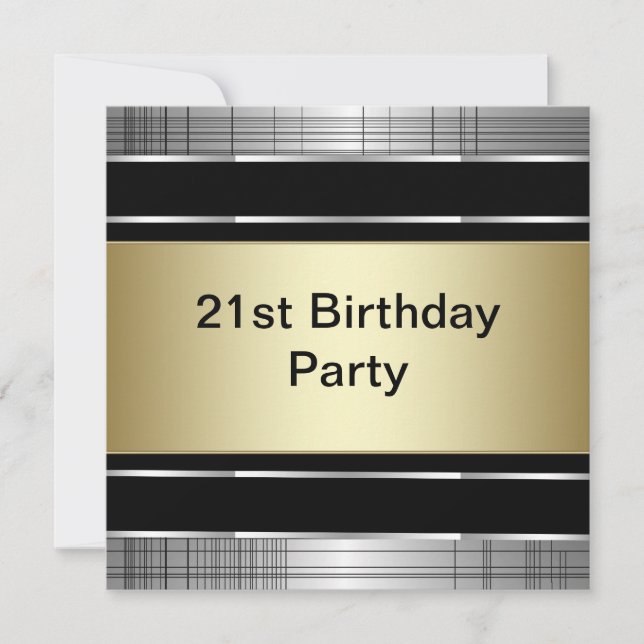 Invitation de fête d'anniversaire de 21 ans élégan (Devant)