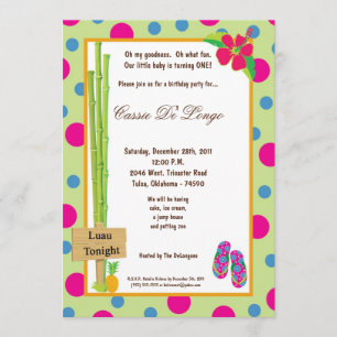 invitation de fête d'anniversaire de 5x7 Luau