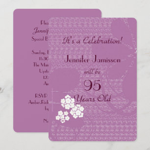 invitation de fête d'anniversaire de 95 ans violet